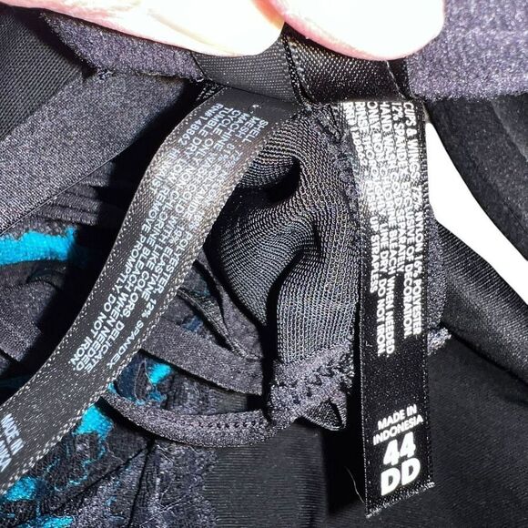 Torrid Womens Size 44DD Padded Lace Bra Size 2 US 2X Panty Set Blue Black - Picture 8 of 9